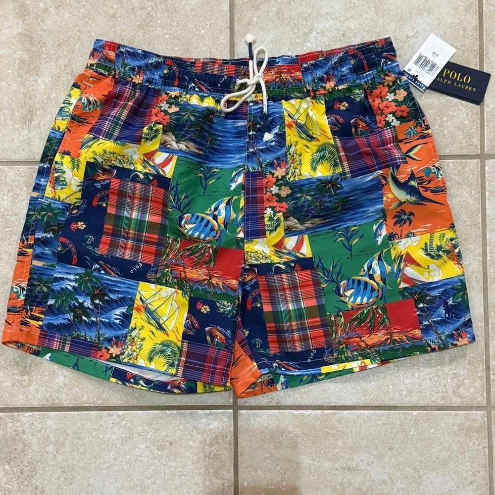 Polo Ralph Lauren Men's Polo Shorts Multi Color Swim Trunks NWT